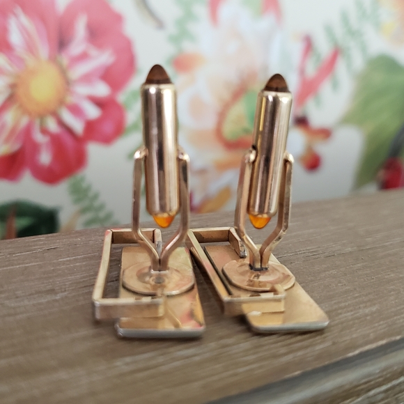 Vintage Krementz Amber Accent Cufflinks - Picture 2 of 11